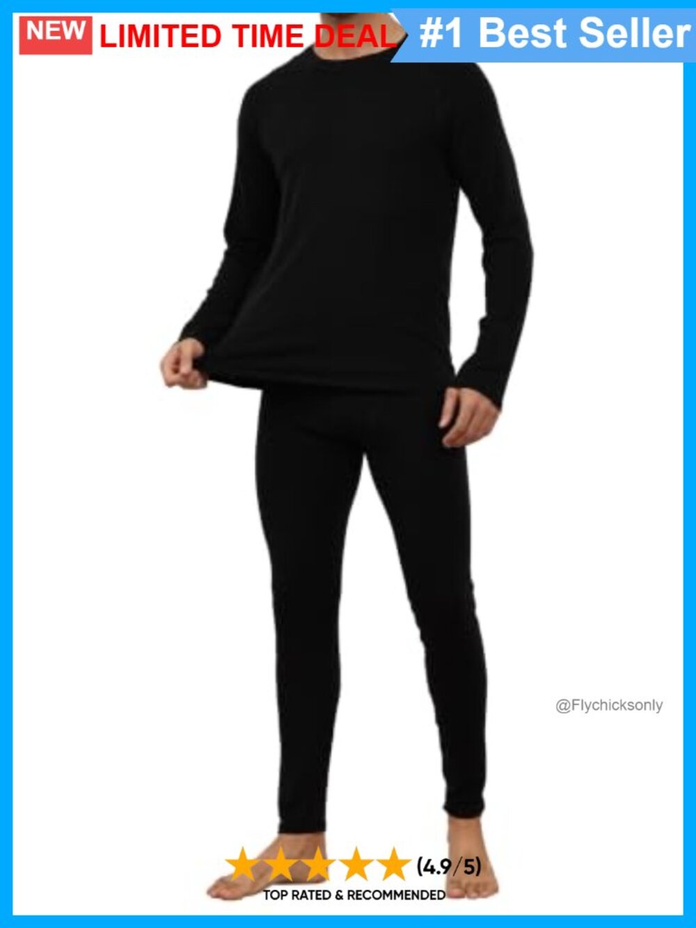Merino Wool Blend Thermal Underwear Set Long Johns Base Layer Men